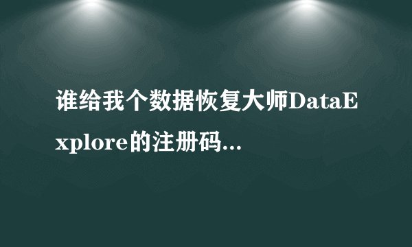 谁给我个数据恢复大师DataExplore的注册码啊？小弟感激不尽啊序号是 7804-EBD3-CD39-C298-3728