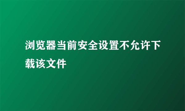 浏览器当前安全设置不允许下载该文件