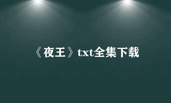 《夜王》txt全集下载