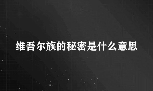 维吾尔族的秘密是什么意思
