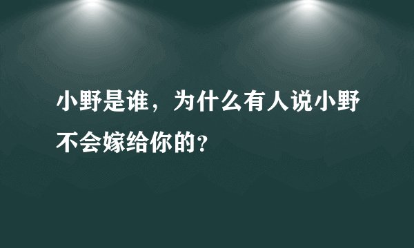 小野是谁，为什么有人说小野不会嫁给你的？