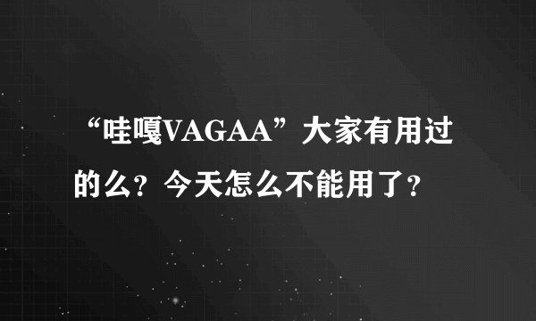 “哇嘎VAGAA”大家有用过的么？今天怎么不能用了？