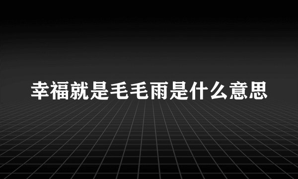 幸福就是毛毛雨是什么意思