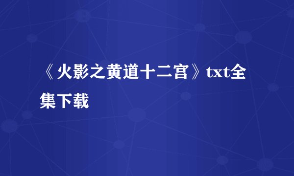 《火影之黄道十二宫》txt全集下载