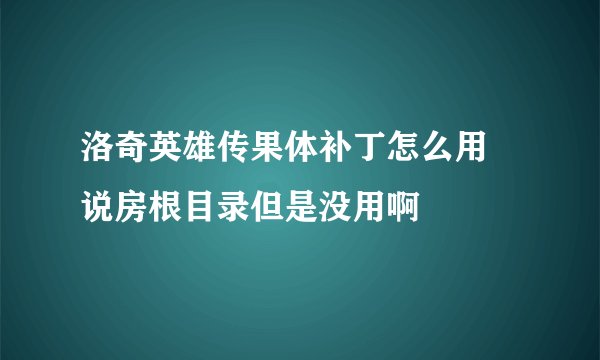 洛奇英雄传果体补丁怎么用 说房根目录但是没用啊