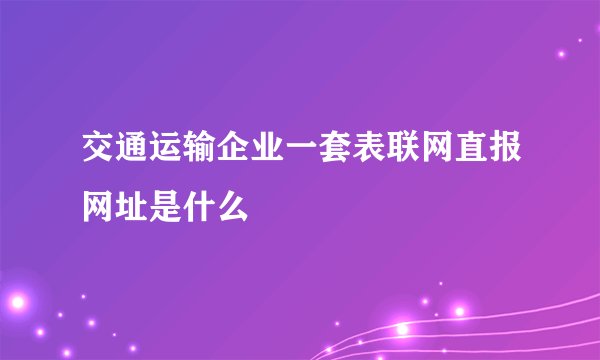交通运输企业一套表联网直报网址是什么