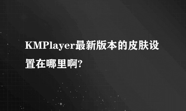 KMPlayer最新版本的皮肤设置在哪里啊?