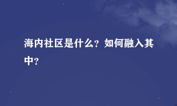 海内社区是什么？如何融入其中？