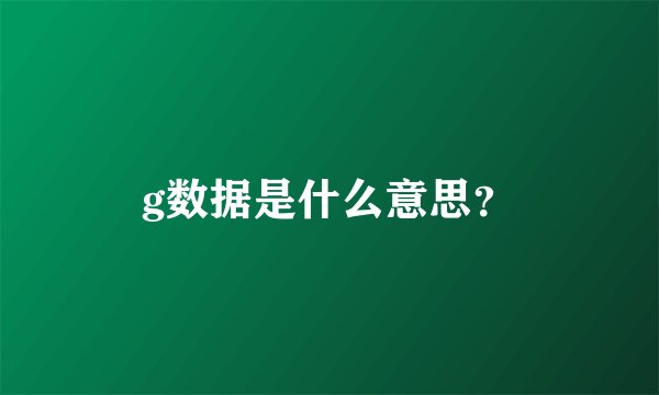 g数据是什么意思？