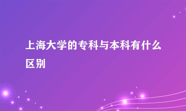 上海大学的专科与本科有什么区别