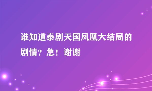 谁知道泰剧天国凤凰大结局的剧情？急！谢谢