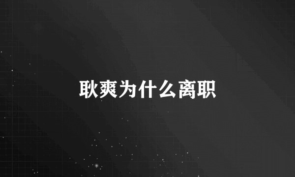 耿爽为什么离职