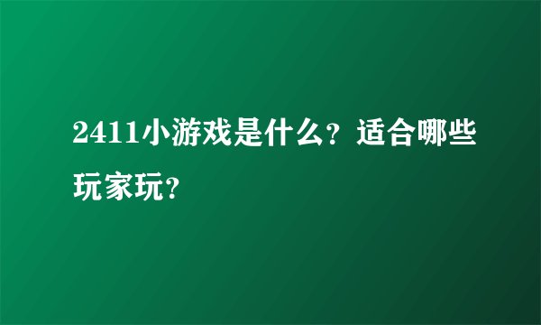 2411小游戏是什么？适合哪些玩家玩？