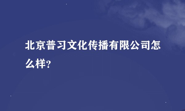 北京普习文化传播有限公司怎么样？
