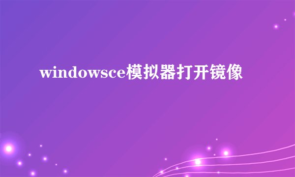windowsce模拟器打开镜像