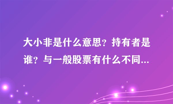 大小非是什么意思？持有者是谁？与一般股票有什么不同？具体点谢谢