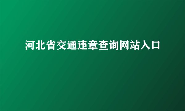 河北省交通违章查询网站入口