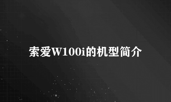 索爱W100i的机型简介