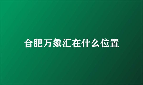 合肥万象汇在什么位置