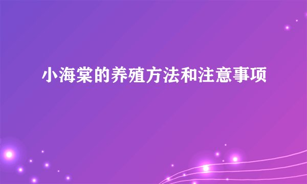 小海棠的养殖方法和注意事项