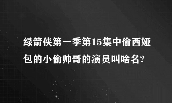 绿箭侠第一季第15集中偷西娅包的小偷帅哥的演员叫啥名?