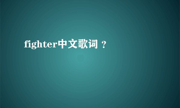 fighter中文歌词 ？