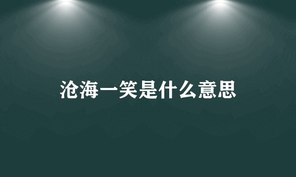 沧海一笑是什么意思