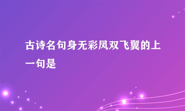 古诗名句身无彩凤双飞翼的上一句是