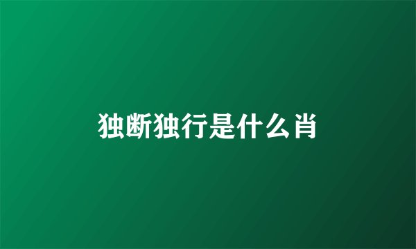 独断独行是什么肖