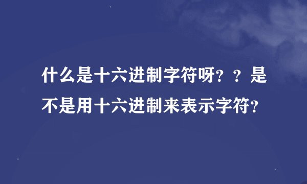 什么是十六进制字符呀？？是不是用十六进制来表示字符？