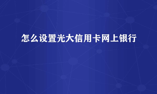 怎么设置光大信用卡网上银行
