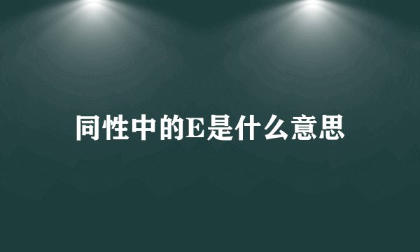同性中的E是什么意思