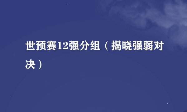 世预赛12强分组（揭晓强弱对决）
