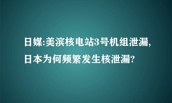 日媒:美滨核电站3号机组泄漏,日本为何频繁发生核泄漏?
