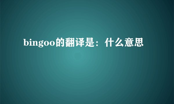 bingoo的翻译是:什么意思
