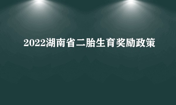 2022湖南省二胎生育奖励政策