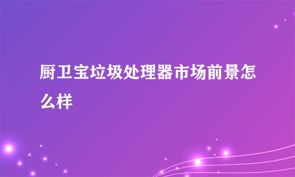 厨卫宝垃圾处理器市场前景怎么样