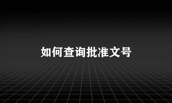 如何查询批准文号