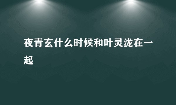 夜青玄什么时候和叶灵泷在一起