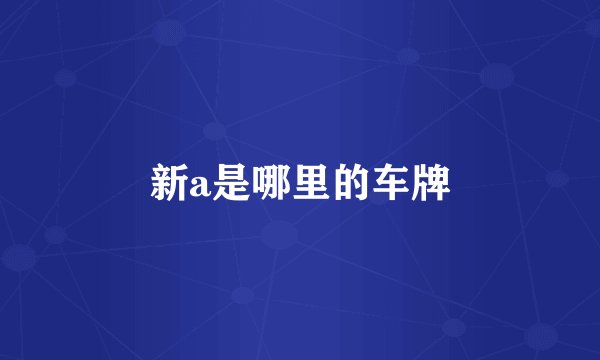 新a是哪里的车牌