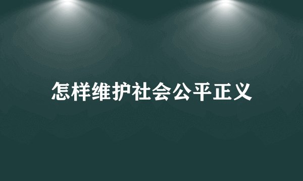 怎样维护社会公平正义