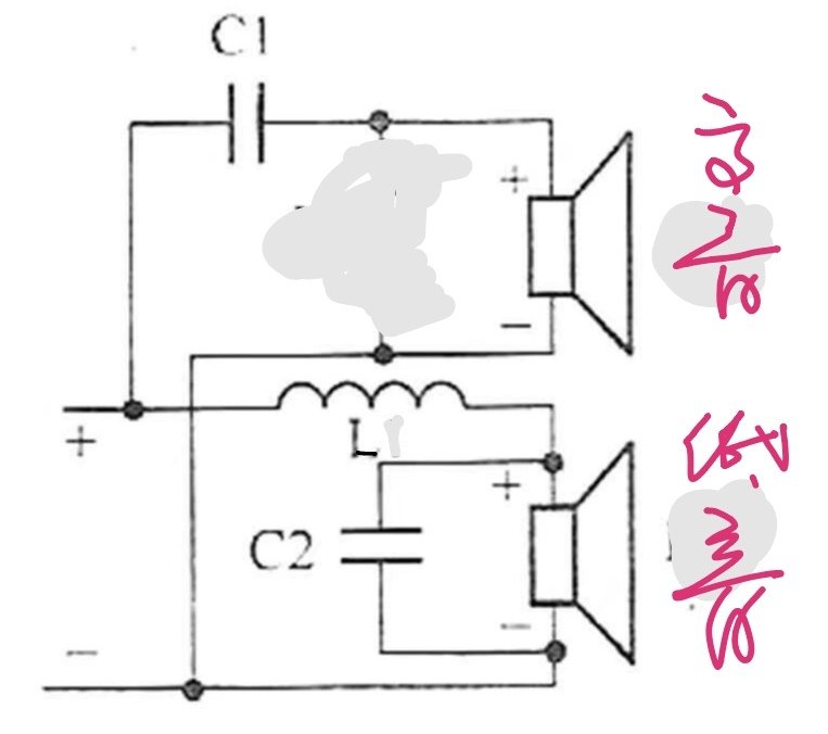 音箱里面有两分频器，怎么接线啊