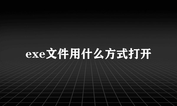 exe文件用什么方式打开