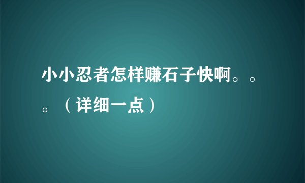 小小忍者怎样赚石子快啊。。。（详细一点）