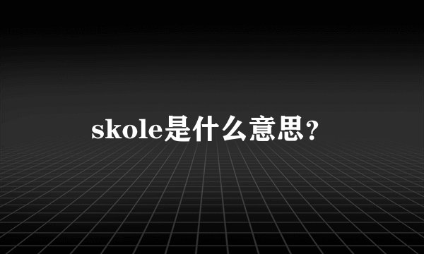 skole是什么意思？