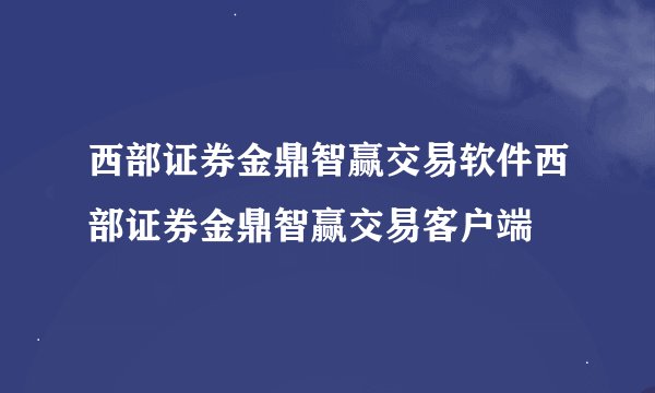 西部证券金鼎智赢交易软件西部证券金鼎智赢交易客户端