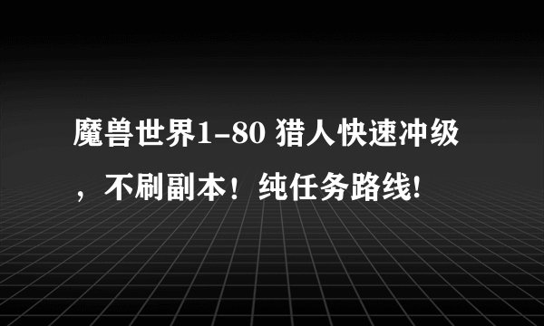 魔兽世界1-80 猎人快速冲级，不刷副本！纯任务路线!