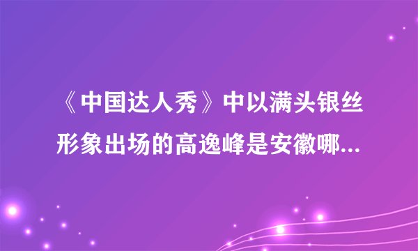 《中国达人秀》中以满头银丝形象出场的高逸峰是安徽哪里人拜托各位了 3Q