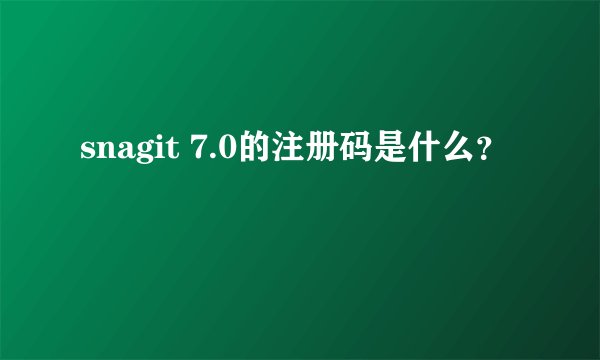 snagit 7.0的注册码是什么？