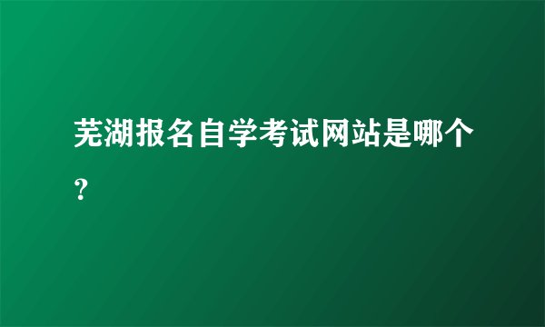 芜湖报名自学考试网站是哪个？
